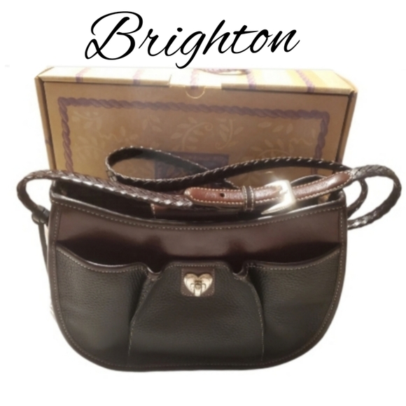 Brighton Handbags - SOLD Brighton Leather Black Chocolate Shoulder Crossbody Bag Felicity